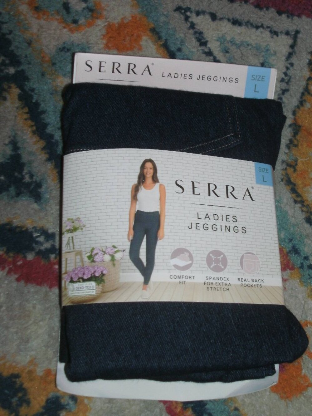 NWT Serra Dark Denim Jeggings Jeans Stretch Comfort Fit Back Pockets L 12/14 NEW